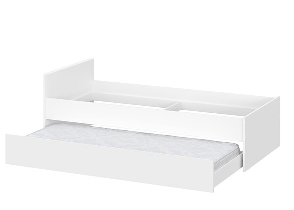 Выкатная кровать для детей Токио, белый текстурный (одинарная (0,9х2,0) + выкатная) в Омске - изображение