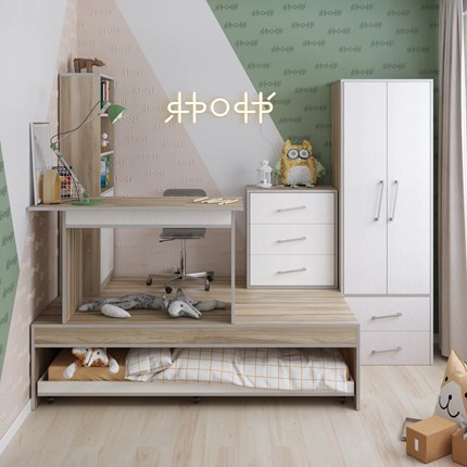 Набор мебели в детскую Подиум, Ясень/Белое дерево в Омске - изображение