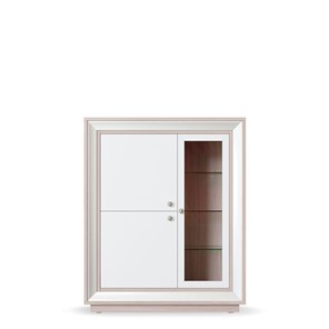 шкаф 3-х дверный (1 стеклодверь) низкий Прато 1179, Ясень светлый \ жемчуг в Омске