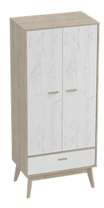Шкаф для одежды Калгари, Дуб натуральный светлый/Белый матовый в Омске