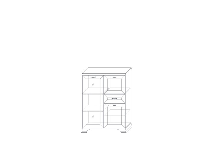 Низкий шкаф (1 стеклодверь) Сиена, Бодега белый / патина золото в Омске - изображение 1