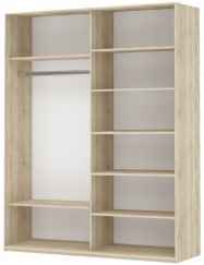 Шкаф 2-х дверный Прайм (ДСП/Зеркало) 1600x570x2300, Крафт табачный в Омске - предосмотр 1
