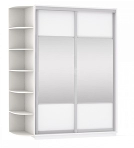 Шкаф 2-дверный Экспресс (Комби), со стеллажом 1500x600x2400, белый снег в Омске