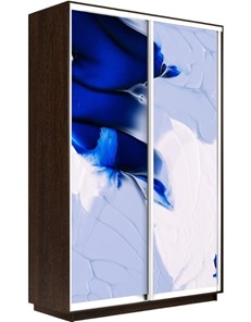 Шкаф Экспресс 1600x450x2200, Абстракция бело-голубая/венге в Омске