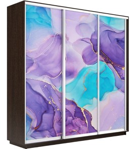 Шкаф 3-х створчатый Экспресс 2100х450х2400, Абстракция фиолетовая/венге в Омске