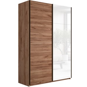 Шкаф 2-х дверный Прайм (ДСП/Белое стекло) 1200x570x2300, Крафт табачный в Омске