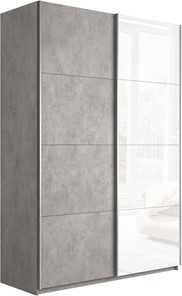 Шкаф 2-дверный Прайм (ДСП/Белое стекло) 1400x570x2300, бетон в Омске