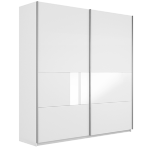 Шкаф Широкий Прайм (ДСП / Белое стекло) 2200x570x2300, Белый снег в Омске