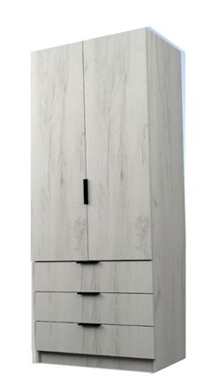 Распашной шкаф ЭШ2-РС-23-8-3я, Дуб Крафт белый 190х80х52 в Омске - изображение