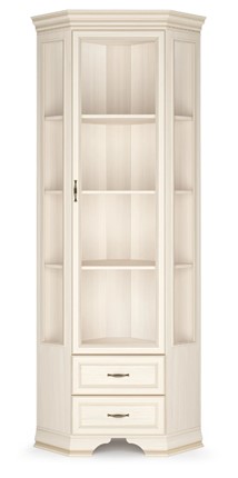 Угловой шкаф-витрина Сиена, Бодега белый / патина золото в Омске - изображение