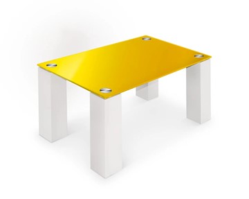 Стеклянный журнальный столик Колизей-8, белый/желтое стекло в Омске