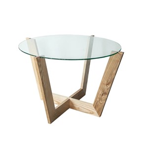 Круглый стол Оникс-10, Натуральный массив/Прозрачное стекло в Омске - предосмотр