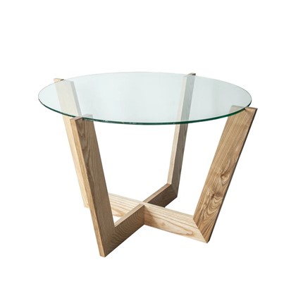 Круглый стол Оникс-10, Натуральный массив/Прозрачное стекло в Омске - изображение