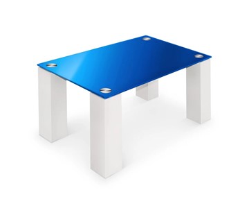 Стеклянный столик в зал Колизей-8, белый/синее стекло в Омске