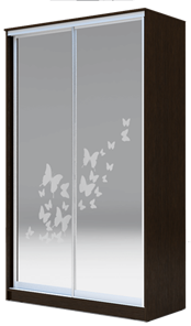 Шкаф 2-х створчатый 2300х1682х420 два зеркала, "Бабочки" ХИТ 23-4-17-66-05 Венге Аруба в Омске