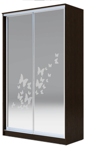 Шкаф 2-х дверный 2200х1362х620 два зеркала, "Бабочки" ХИТ 22-14-66-05 Венге Аруба в Омске