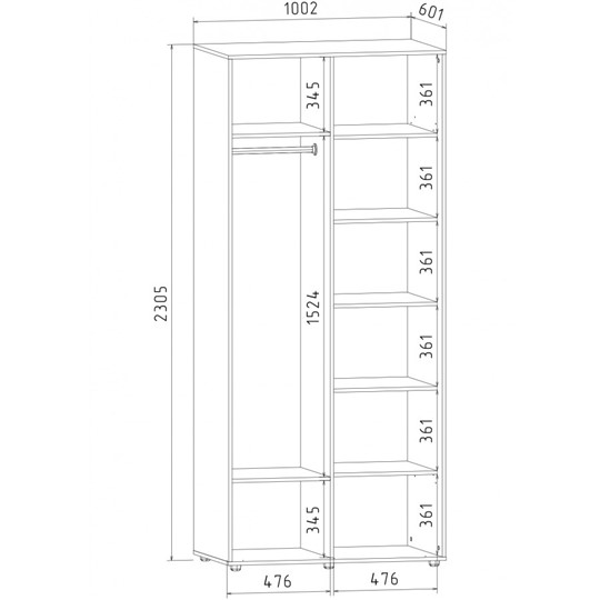 Шкаф 2-х дверный Акцент-Сим 2-Д 2303х1000х600, Венге в Омске - изображение 1