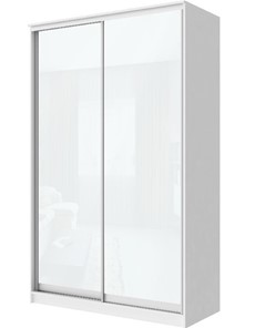 Шкаф 2-х створчатый Хит-22-14-22 с цветным стеклом, белое №10, Белый корпус в Омске