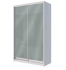 Шкаф 2-х дверный Хит-22-14-22 с цветным стеклом, средне-серый 074, Ясень анкор светлый в Омске