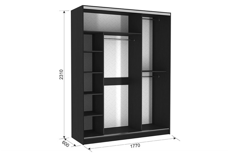 Шкаф 3-х дверный Бассо 2-600, венге/белый в Омске - изображение 2