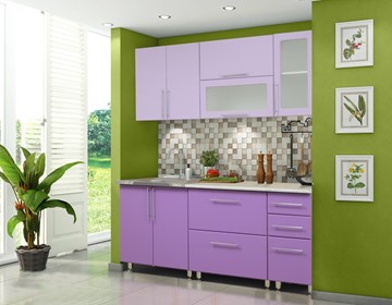 Модульный кухонный гарнитур Мыло 224 2000х718, цвет Фиолет/Пастель фиолет в Омске