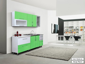 Модульная кухня Мыло 224 2000х918, цвет Салат/Белый металлик в Омске