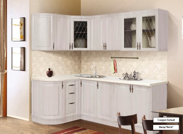 Угловая кухня Веста 1330х2200, цвет Сандал белый в Омске - изображение