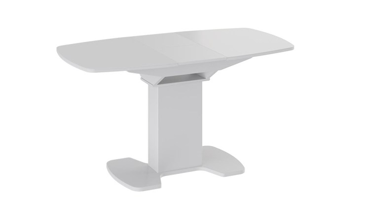Кухонный стол раздвижной Портофино (СМ(ТД)-105.01.11(1)), цвет  Белый глянец/Стекло белое в Омске - изображение 2