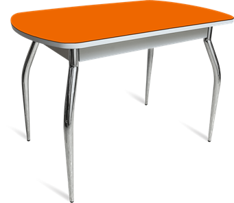 Стол на кухню ПГ-04 СТ белое/оранжевое/хром фигурные в Омске - предосмотр