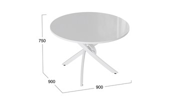 Обеденный стол Diamond тип 2 (Белый муар/Белый глянец) в Омске - предосмотр 1