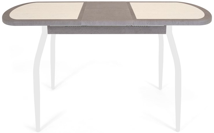 Кухонный стол раздвижной Будапешт-мини ПЛ (ноги белые, плитка бежевая/серый камень) в Омске - изображение 3
