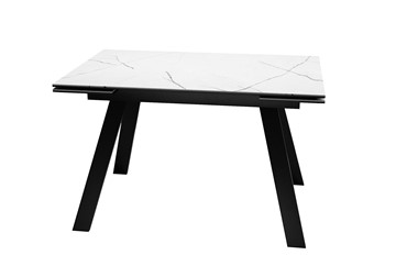 Кухонный раскладной стол DikLine DKL140 Керамика Белый мрамор/опоры черные (2 уп.) в Омске