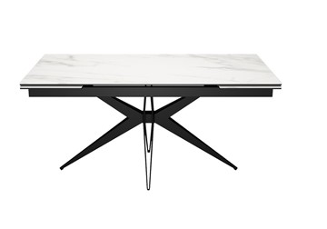 Кухонный раскладной стол DikLine KW160 мрамор С41 (керамика белая)/опоры черные в Омске - предосмотр