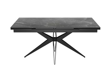 Керамический кухонный стол DikLine KW160 мрамор С45 (керамика черная)/опоры черные в Омске