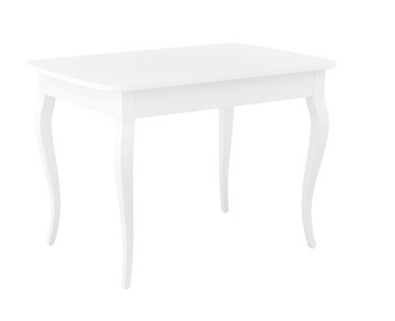 Обеденный раздвижной стол Dikline M110 Белый/стекло белое сатин/ножки MC белые в Омске