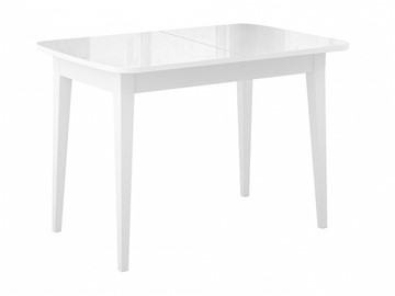 Обеденный раздвижной стол Dikline M110 Белый/стекло белое глянец/ножки MM белые в Омске