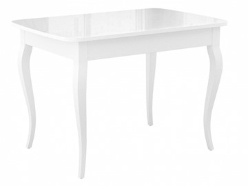 Кухонный стол раздвижной Dikline M120 Белый/стекло белое глянец/ножки MC белые в Омске