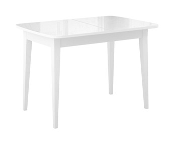 Кухонный стол раскладной Dikline M120 Белый/стекло белое глянец/ножки MM белые в Омске