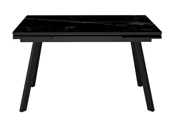 Обеденный раздвижной стол DikLine SKA125 Керамика Черный мрамор/подстолье черное/опоры черные (2 уп.) в Омске