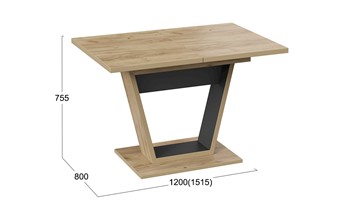 Кухонный стол раздвижной Гавана тип 1 (Дуб крафт золотой/Черный) в Омске - предосмотр 5