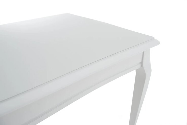 Кухонный раздвижной стол Кабриоль GLASS 1200х800, (Тон 9 - Эмаль белая + Белое стекло) в Омске - изображение 5