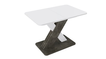Кухонный стол раскладной Люксембург тип 1 (Белый/Ателье темный/Стекло белое матовое) в Омске