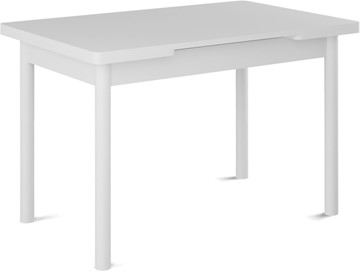 Обеденный раздвижной стол Милан-1 EVO, ноги металлические белые, белый цемент в Омске