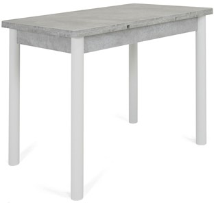 Кухонный стол раздвижной Милан-1 EVO, ноги металлические белые, светлый цемент в Омске