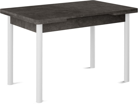 Кухонный стол раскладной Милан-2 EVO, ноги белые, серый камень в Омске - изображение