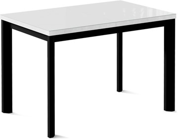 Обеденный раздвижной стол Нагано-1G (ноги черные, стекло cristal/белый цемент) в Омске