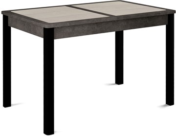 Обеденный раздвижной стол Ницца-2 ПЛ (ноги черные, плитка бежевая/серый камень) в Омске