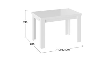 Стол раздвижной Норман тип 1, цвет Белый/Стекло белый глянец в Омске - предосмотр 2