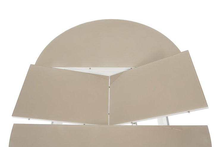 Кухонный раскладной стол Ривьера исп. круг хром №5 (стекло белое/черный) в Омске - изображение 4
