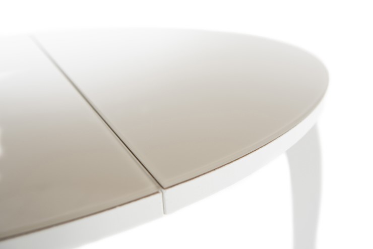 Кухонный раскладной стол Ривьера исп. круг хром №5 (стекло белое/черный) в Омске - изображение 6